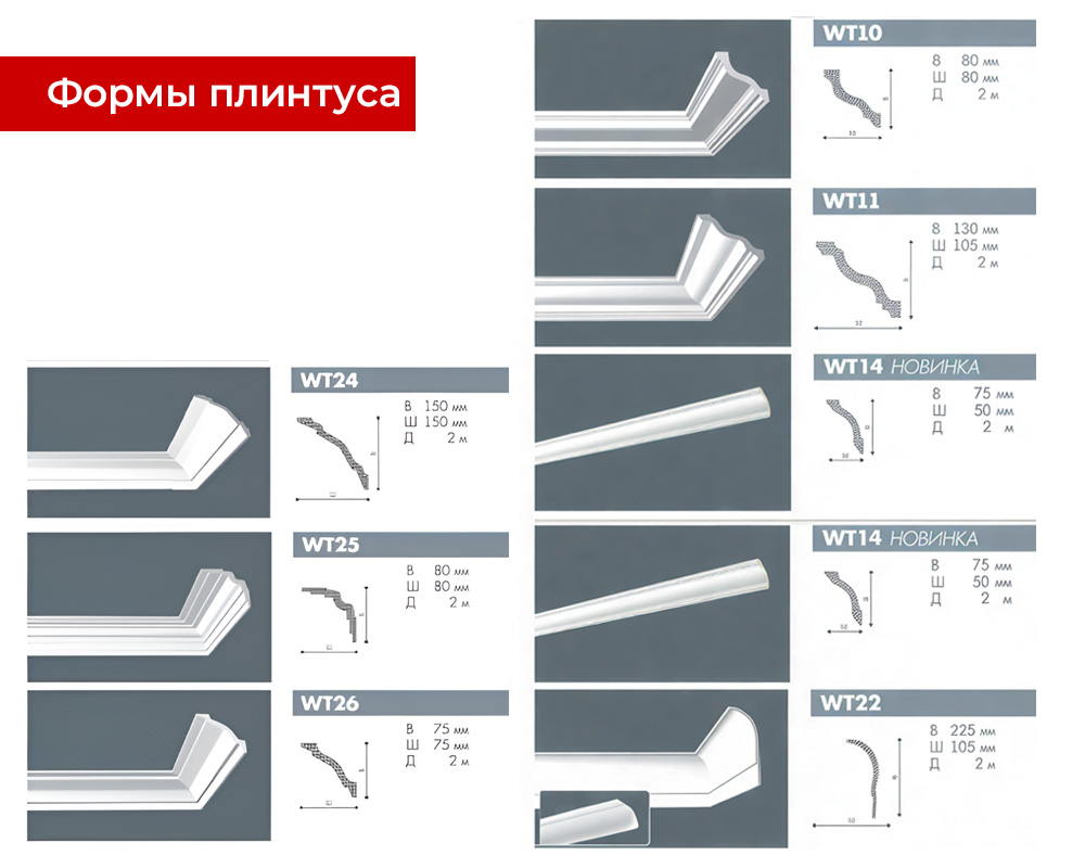 Карниз потолочный из полистирола высокой плотности NMC WT2 75*90*2000. Окраска включена в стоимость